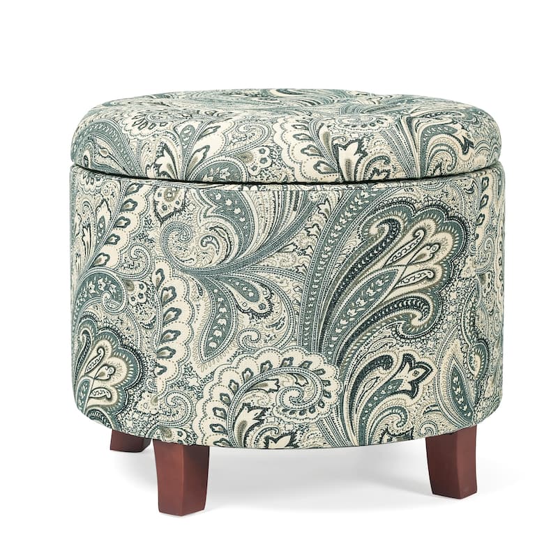Adeco 20" Tufted Round Ottoman with Storage