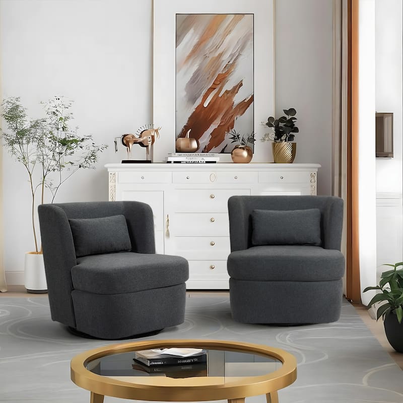 2Set 360°Swivel Barrel Chair with Cushion