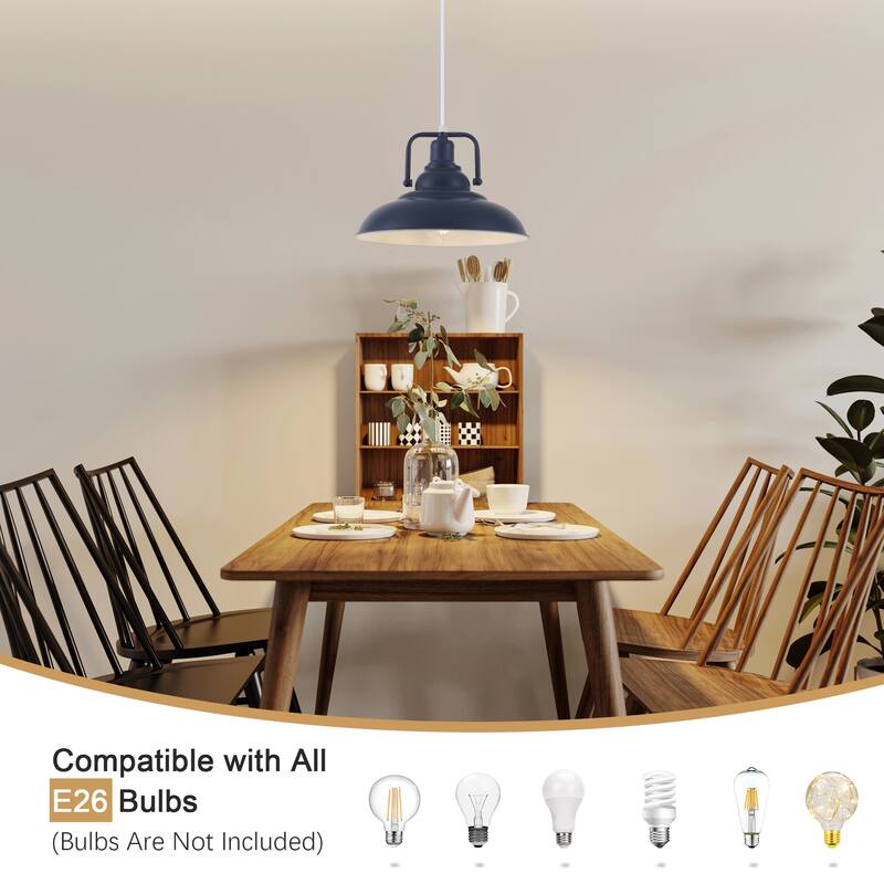 1-Light Rustic Hanging Kitchen Pendant Light Island Ceiling Light with Metal Shade for Dining Room