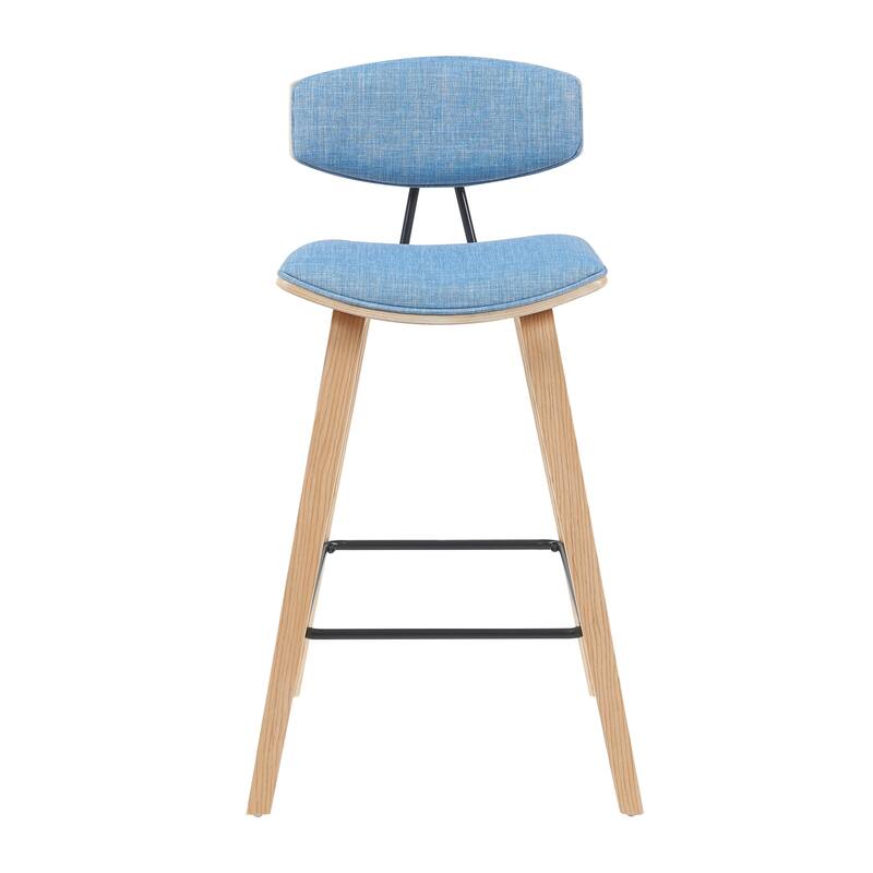 Fox Mid-Century Bar Stool, Upholstered Counter Height Chair with Bentwood Legs