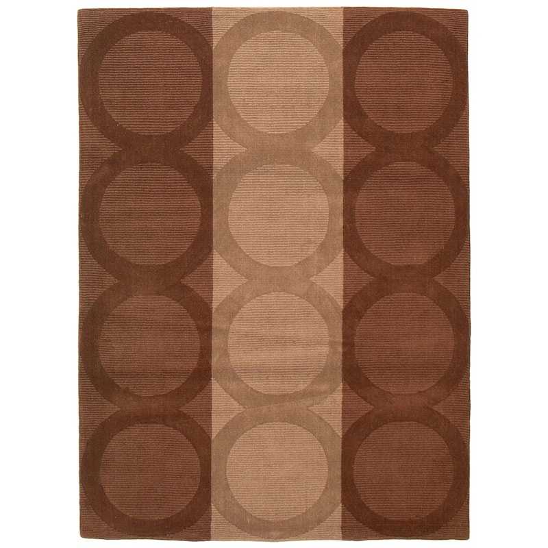 ECARPETGALLERY Hand Tufted Timeless Brown Wool Rug - 5'6 x 7'6 - Dark Brown - 5'6 x 7'6