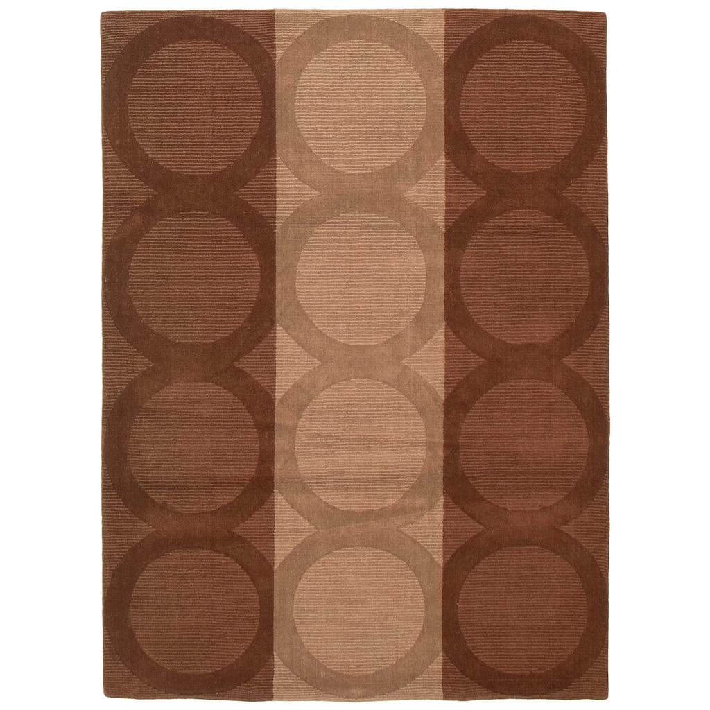 ECARPETGALLERY Hand Tufted Timeless Brown Wool Rug - 5'6 x 7'6