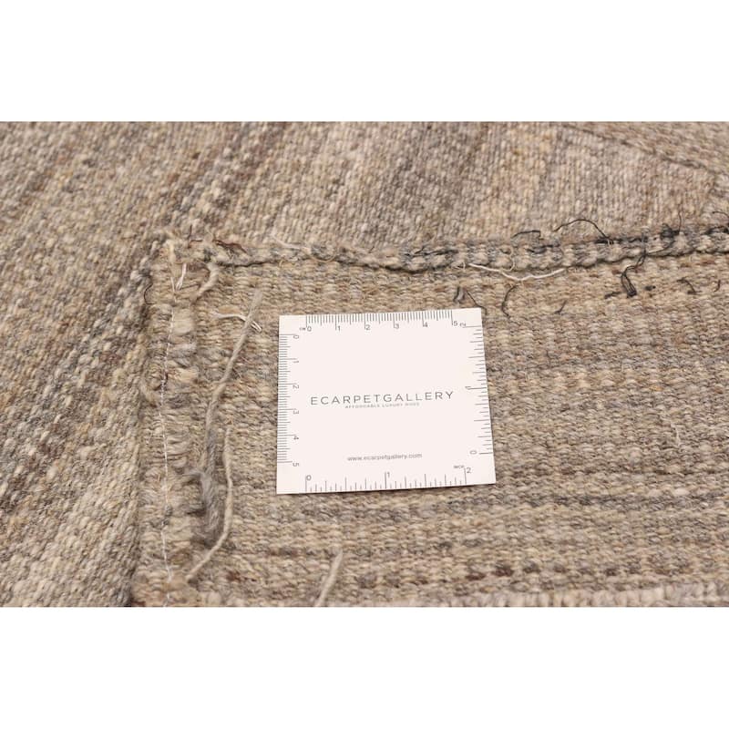 ECARPETGALLERY Flat-Weave Anatolia Patch Grey Wool Kilim - 6'7 x 10'7