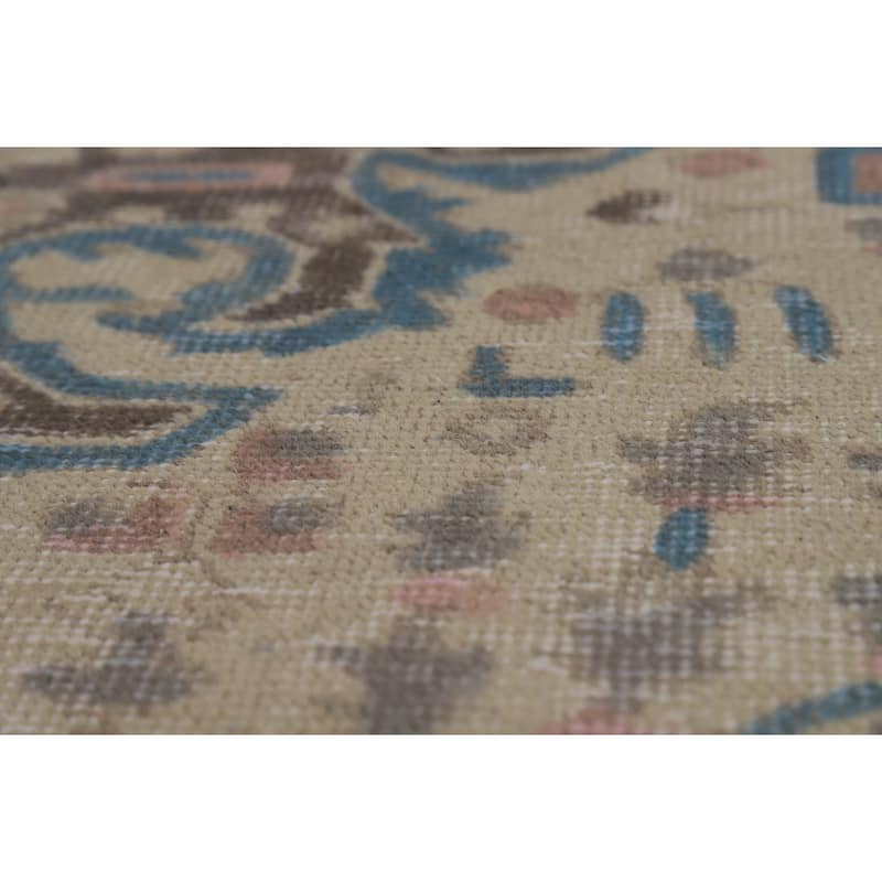 Geometric Beige Tabriz Persian Rug Hand-Knotted Wool Carpet - 8'1"x 10'8"