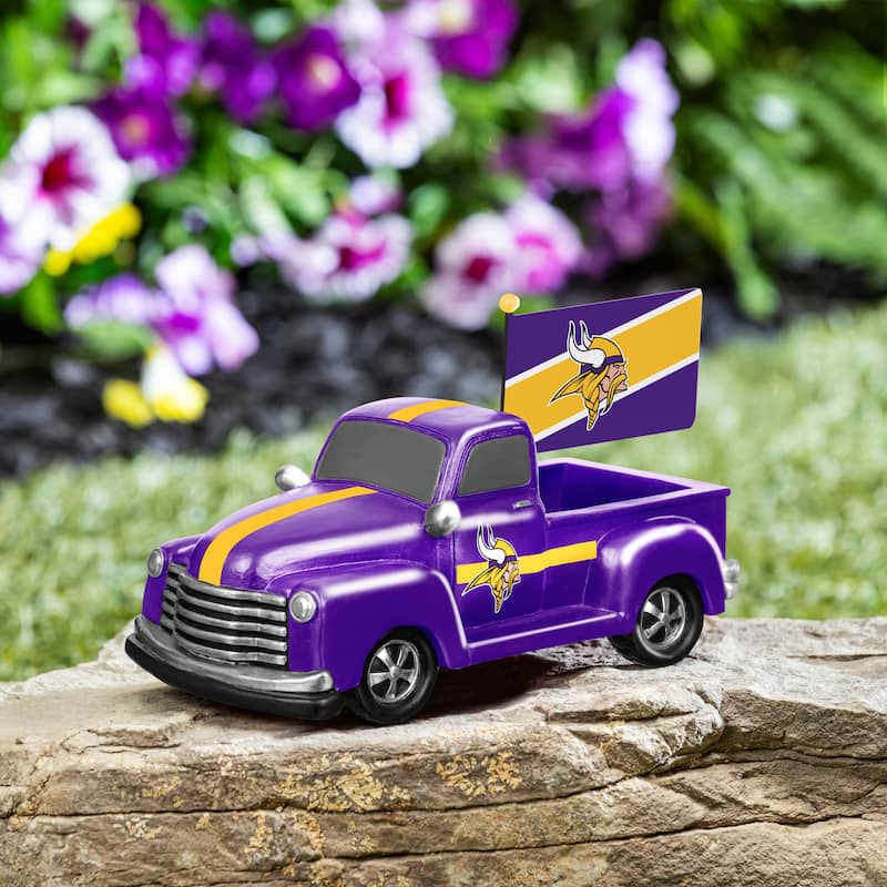 NFL Rally Truck Garden Statue with Team Flag - Minnesota Vikings