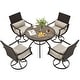 preview thumbnail 11 of 41, EROMMY Outdoor Dining Set, Swivel Rocking Chairs, Rectangular Table w Umbrella Hole, Patio Furniture Set for Backyard