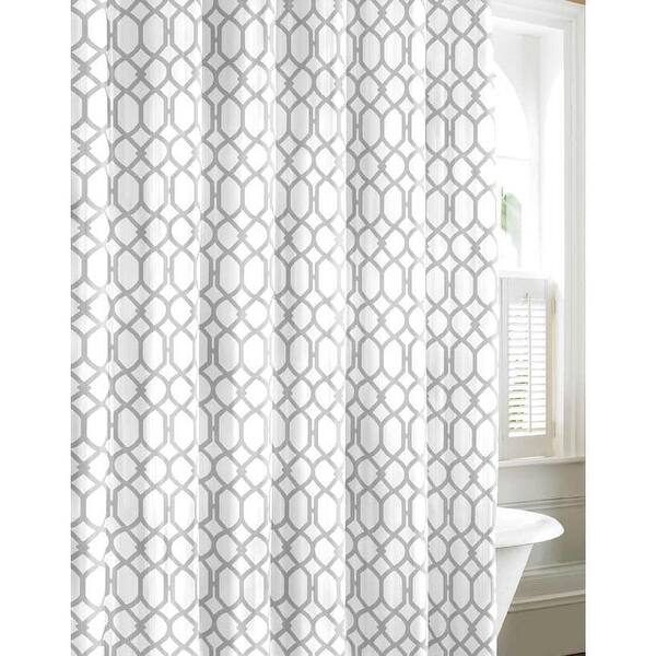 slide 1 of 1, Tommy Bahama Shoretown Trellis Grey Cotton Shower Curtain