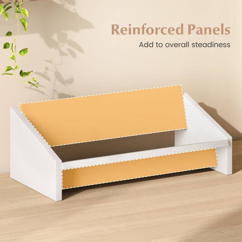 Gymax Wooden Tilting Bookcase Space-Saving Desktop Shelf for Magazines