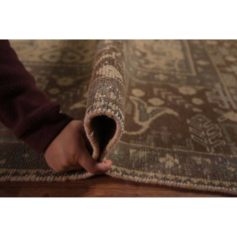 All-Over Tabriz Persian Vintage Area Rug Hand-Knotted Wool Carpet - 9'10" x 12'7"