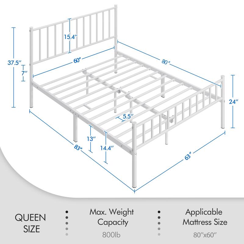 Yaheetech Minimalist Metal Platform Bed Frame with Spindle Headboard and Footboard