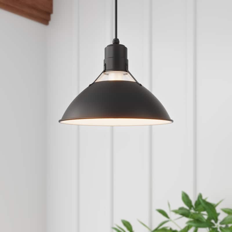 R Series 1-Light Cord Hung Glass Cone Satin Black - Satin Black