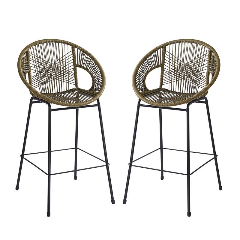 Ferrara Outdoor Patio Teal Faux Wicker Barstool (Excluding the table)