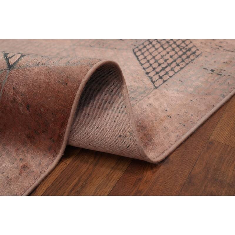 Machine Made Oriental Polyester Carpet Modern Geometric Coral Modern Area Rug - 7' 5'' X 5' 2''