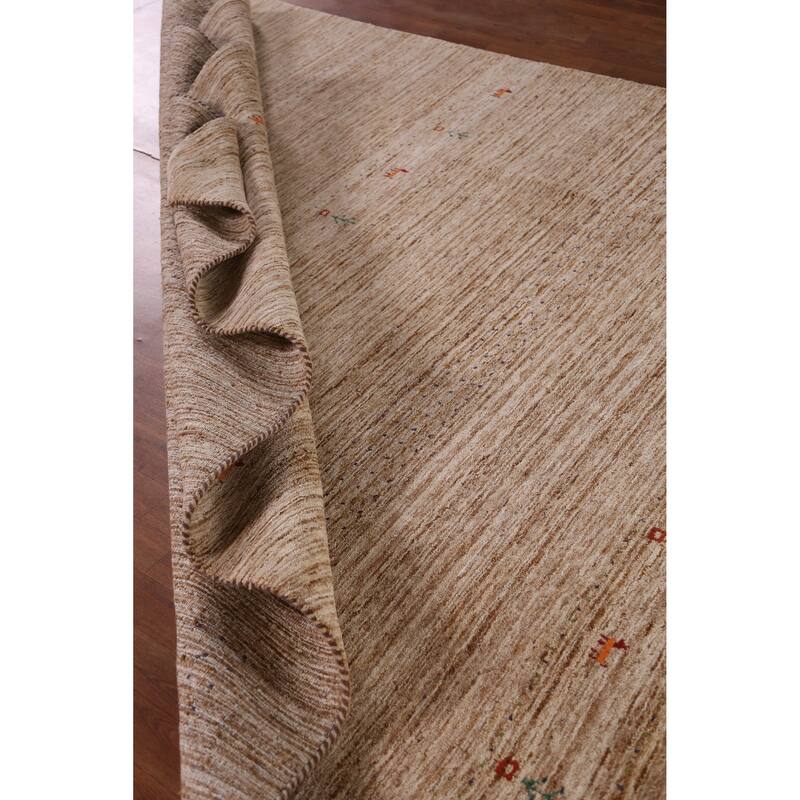 Hand Knotted Oriental 100% Wool Carpet Tribal Tribal Brown Gabbeh Area Rug - 9' 5'' X 8' 1''