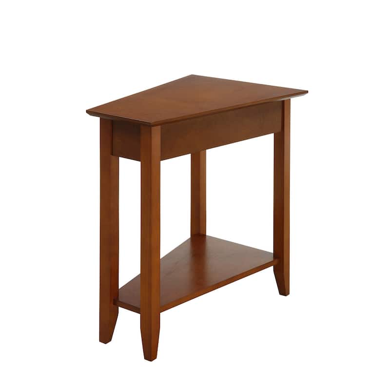 Wedge Shaped Accent End Table with Lower Shelf, Straight Legs and Smooth Finish Ideal for Living Room or Bedroom Corners - 16