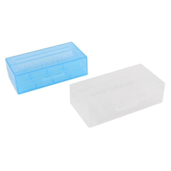 Unique Bargains 2pcs Portable Plastic Battery Holder Case Box Clear Blue for 18670 Batteries