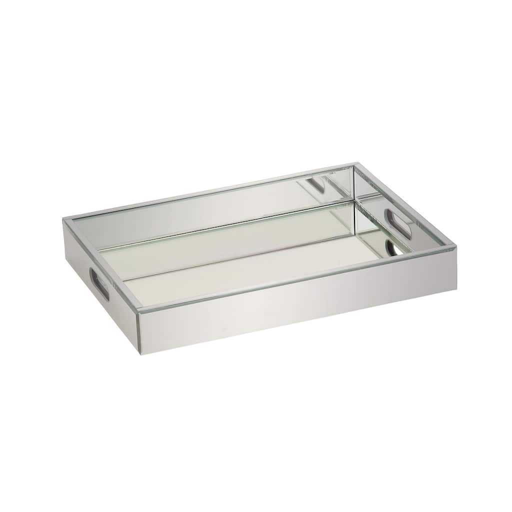 Wooden Mirrored Living Room Decor Tray - Silver - Roche River Decor