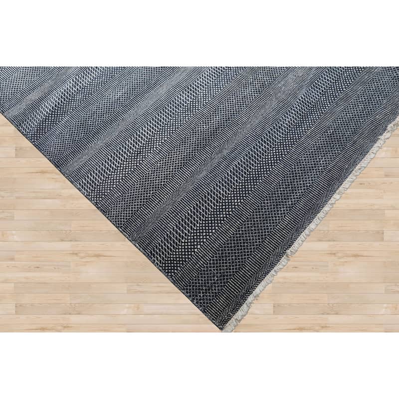 9'1''x12'2" Blue Tibetan Wool Hand Knotted Contemporary Oriental Rug - 9' 1'' x 12' 2''