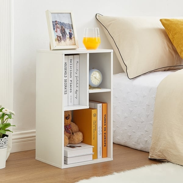 VECELO Three Open Cube Wooden Bookcase Organizer, Nightstands/small