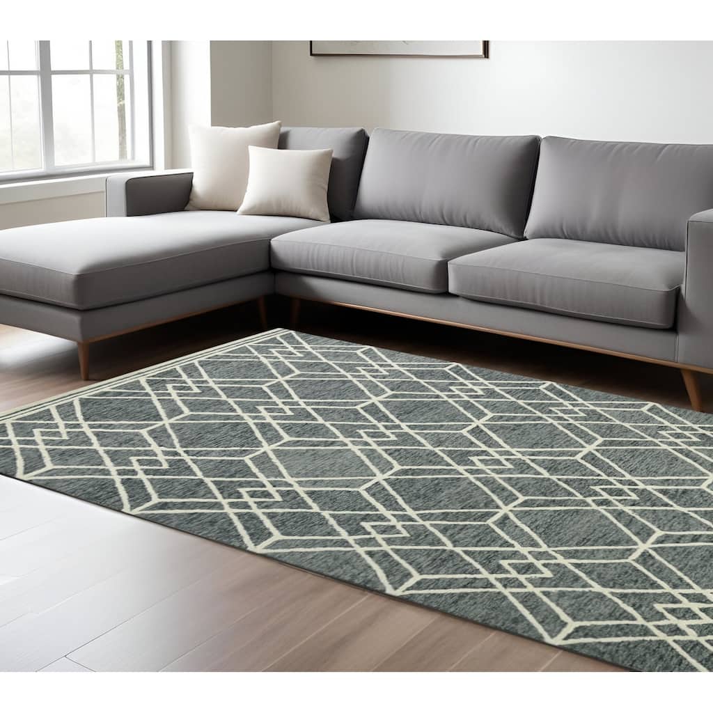 HomeRoots Geometric Lodge Rectangle Area Rug
