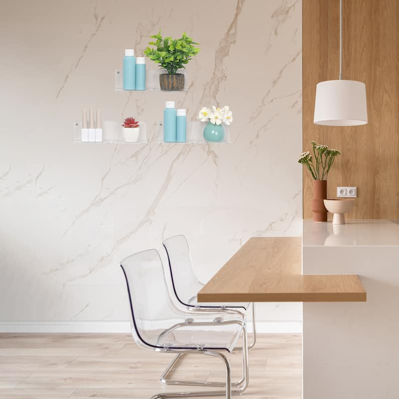 Acrylic Floating Shelves for Wall, Acrylic Shelves for Bathroom Bedroom and Kitchen Wall Display Shelf 9*4in
