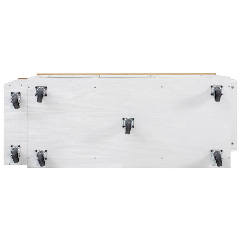 85.5 Inch Kitchen Island with Extendable Dining Table 3 Drawers 2 Doors