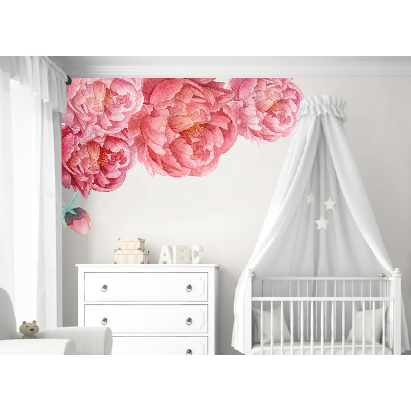 Elegant Peony Flower Wall Decal for Nursery and Home Decor  -image