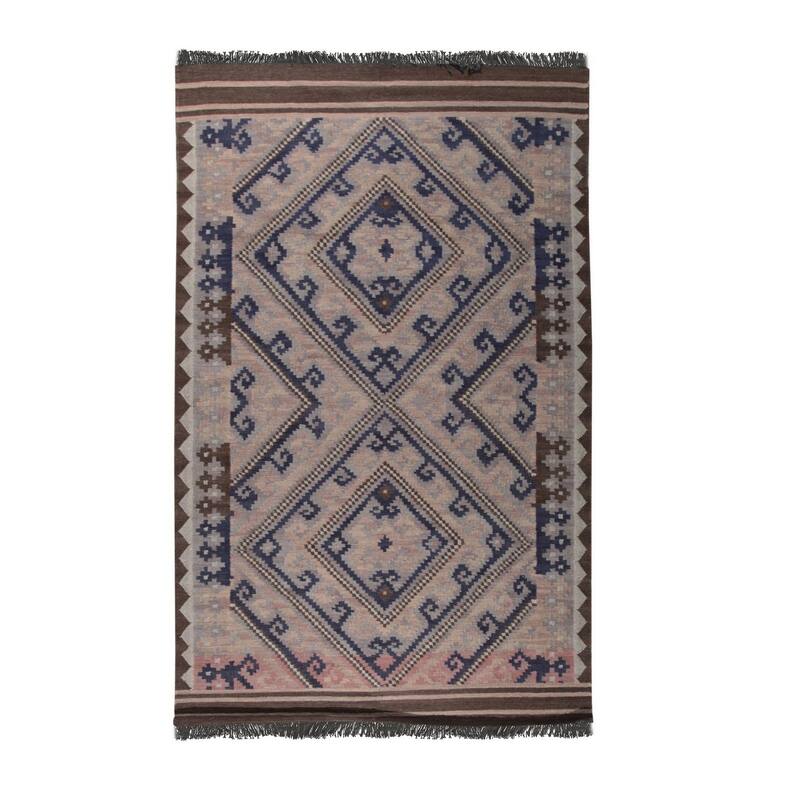 Brown Contemporary Floral Modern Knot Area Rug - 5' x 8'
