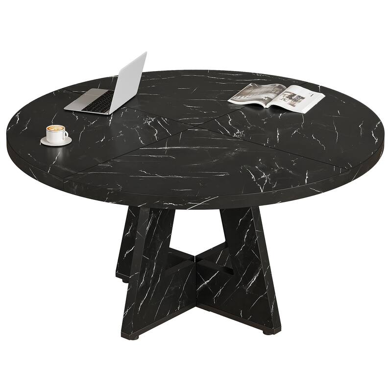 47-Inch Round Conference Table for 4-6 People Wooden Meeting Room Table