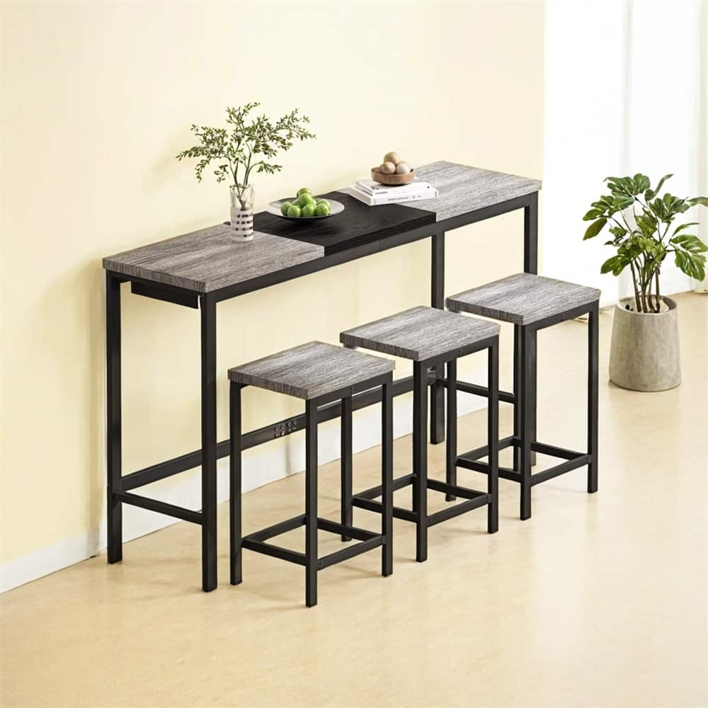 Kitchen Dining Table Set,Pub Table,Long Dining Table Set with 3 Stools