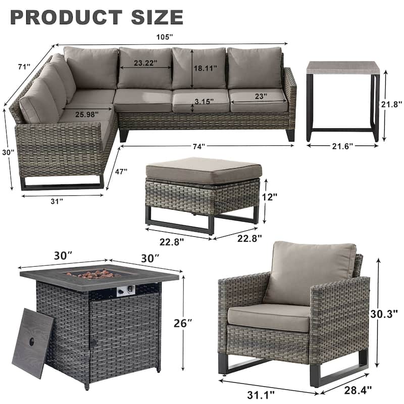 Pocassy Outdoor Patio Funiture Conversation Sofa Set