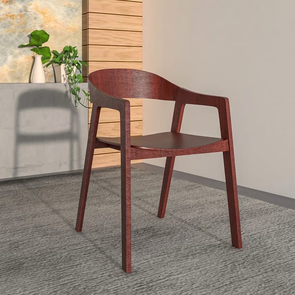 slide 2 of 55, Rivo Mid-Century Modern Solid Oak Wood Accent Dining Chair with Open Back for Dining Room, Living Room and Kitchen