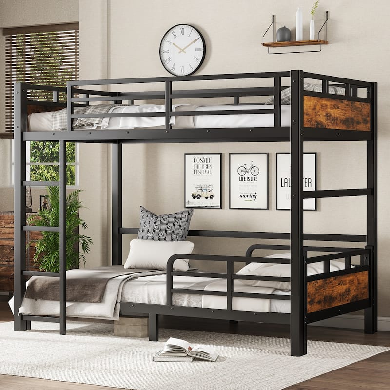 Metal Separable Bunk Beds,Black+Vintage