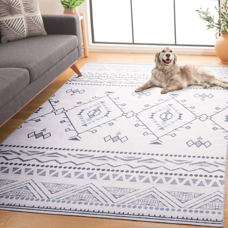 SAFAVIEH Arizona Cvita Vintage Machine Washable Rug - 9' x 12' - Beige/Charcoal