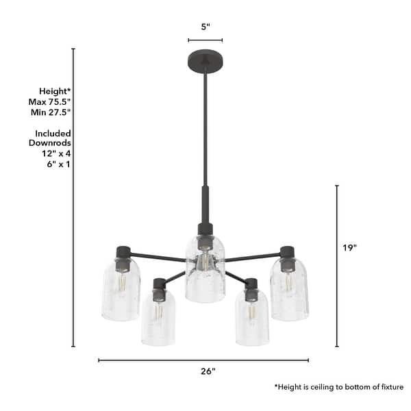 dimension image slide 0 of 3, Hunter Lochemeade 5 Light Chandelier - Dining Room, Living Room, Entry - Modern Farmhouse, Industrial, Contemporary
