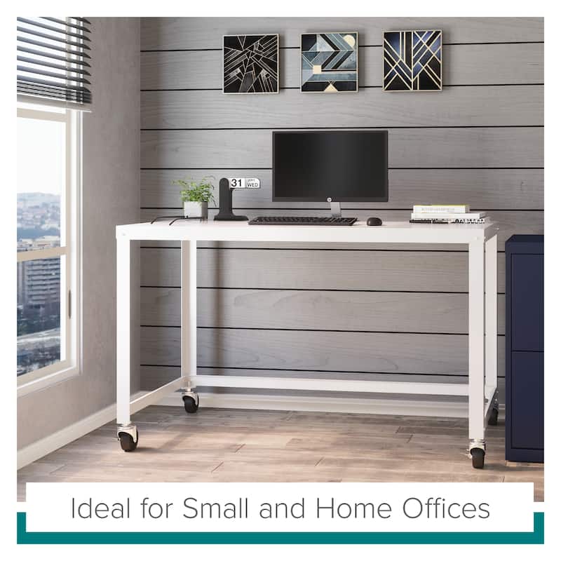 Space Solutions 48-inch Wide Mobile Metal Desk, White