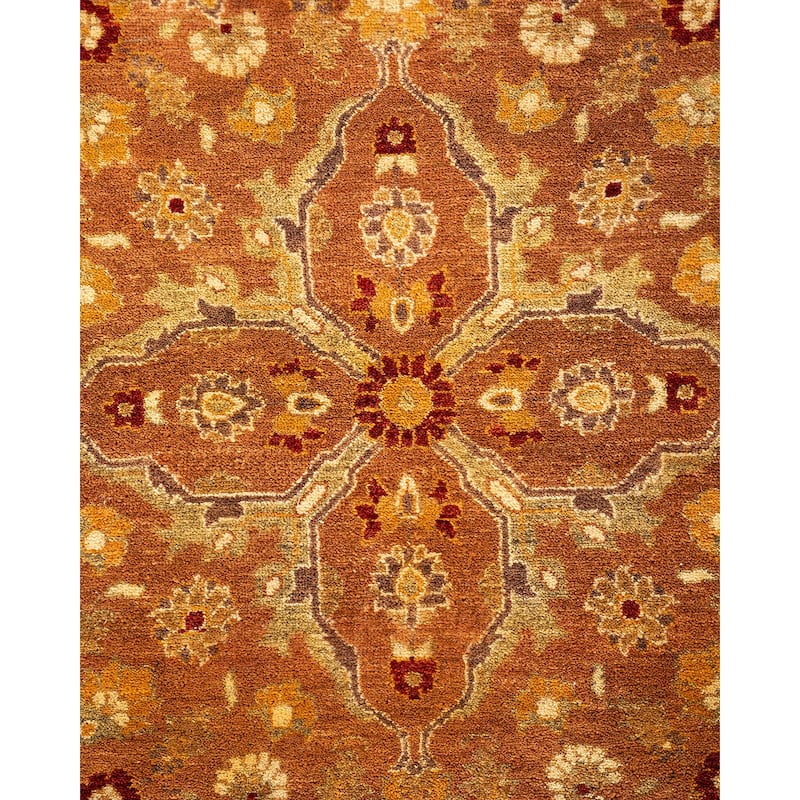 Overton Hand Knotted Wool Vintage Inspired Traditional Mogul Yellow Round Area Rug - 8' 1" x 8' 1"