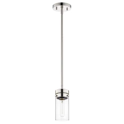 Intersection 1 Light Mini Pendant Polished Nickel with Clear Glass - Polished Nickel