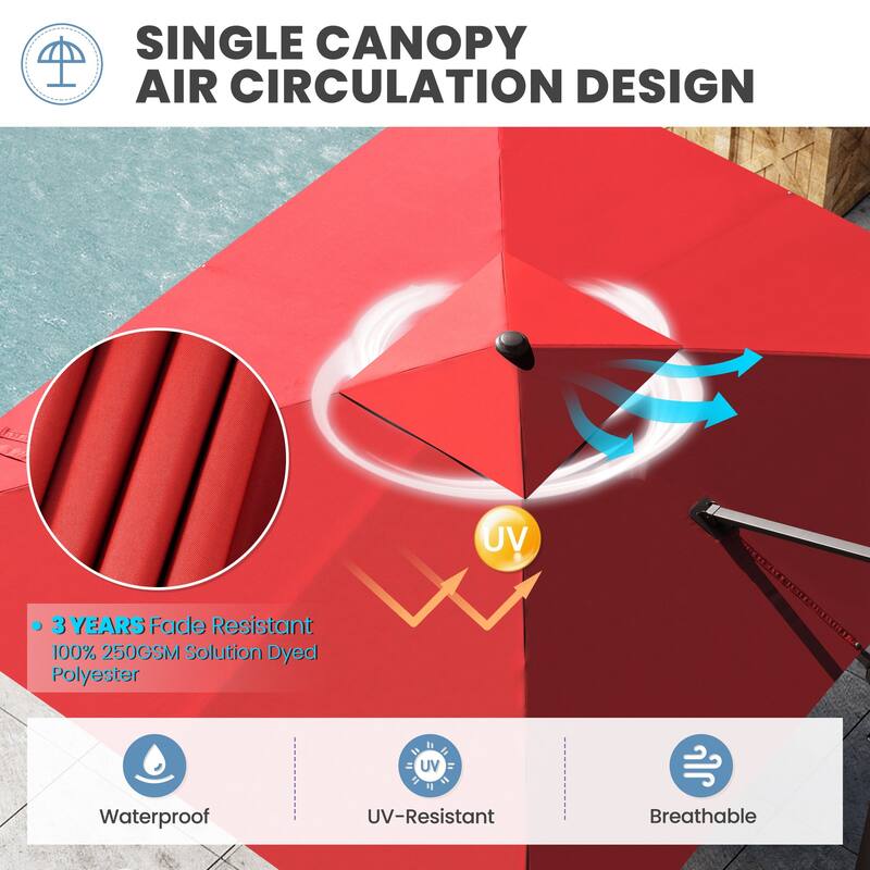 11 x 9 FT Rectangle Outdoor Premium Patio Cantilever Offset Umbrella