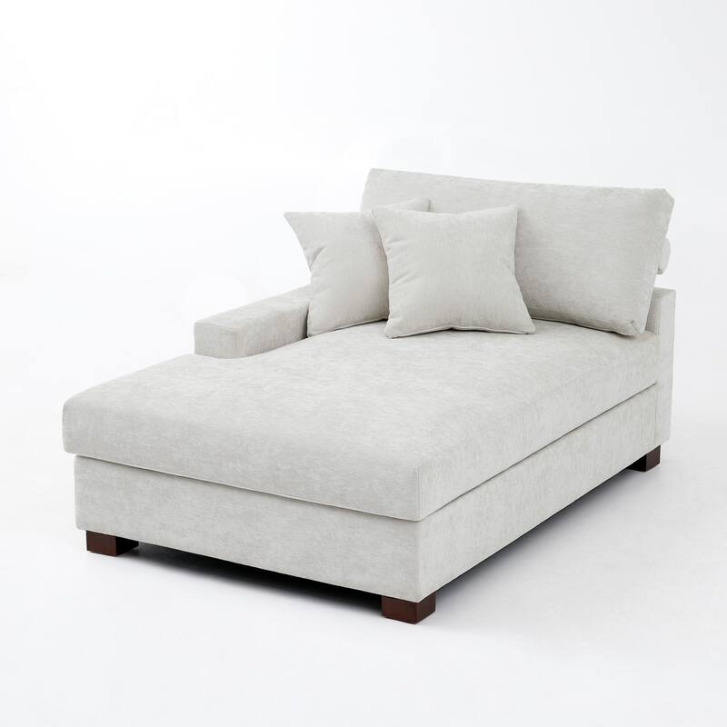 40.8"W Modern Chenille Upholstered Chaise Lounge with Pillow