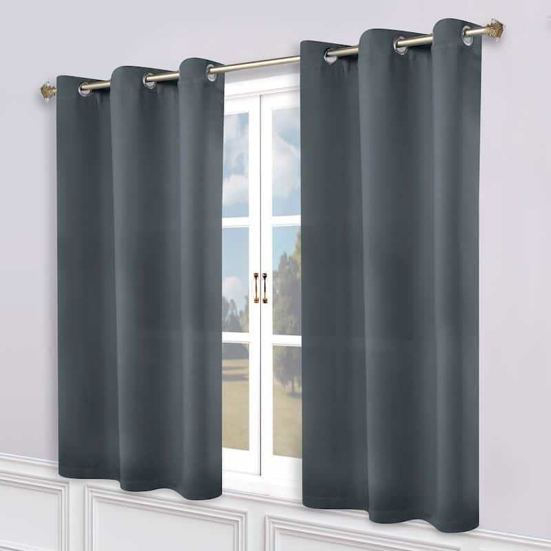 Superior Modern Solid Washable Room Darkening Blackout Curtains, Set of 2 Panels - 2PC- 52" x 63" - Grey