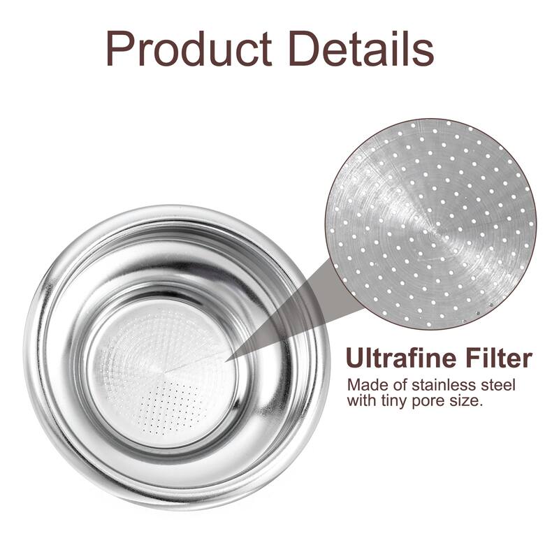58mm Coffee Filter Basket, 1-Cup Stainless Steel Espresso Coffee Machine Bowl - Silver