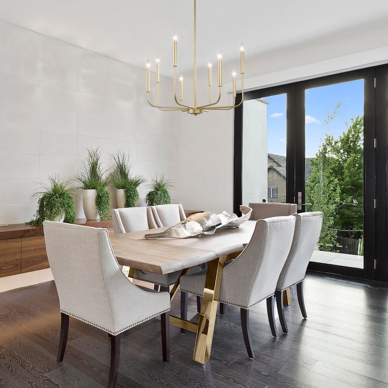 Modern Farmhouse 8-Light Chandelier Gold Classic Candle Light for Dining Room