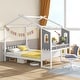preview thumbnail 2 of 8, Gymax Full Size Kids House Bed w/ Study Desk & Removable Box Drawers