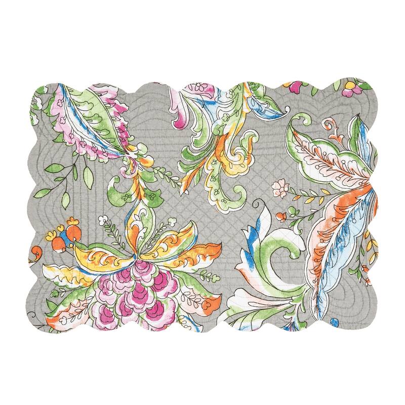 Frey Quilted Reversible Colorful Paisley Placemat Set of 6