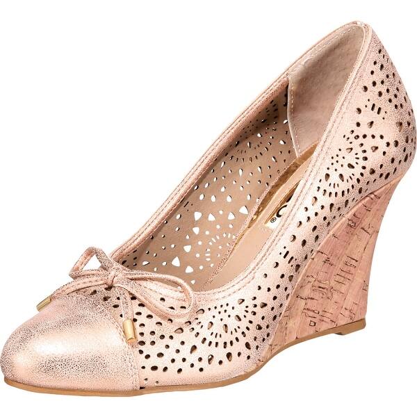 Rialto Womens Cameka Wedges Metallic Toe Cap Overstock 33094731