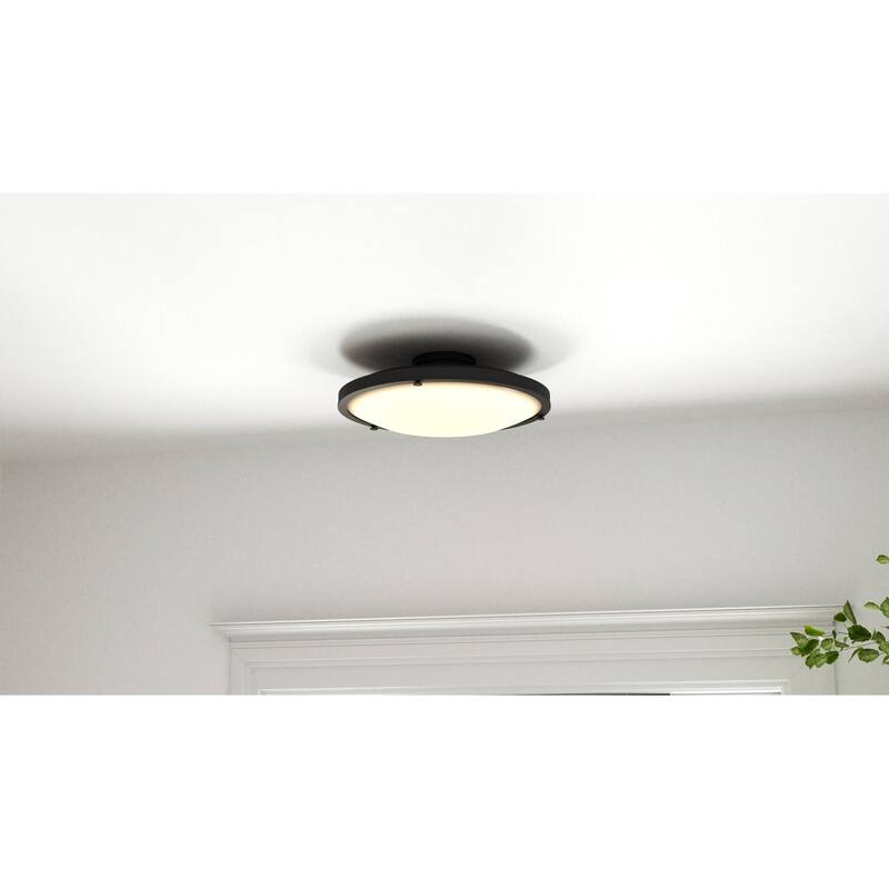 Donne Integrated LED Matte Black Semi-Flush Mount with CCT Switch