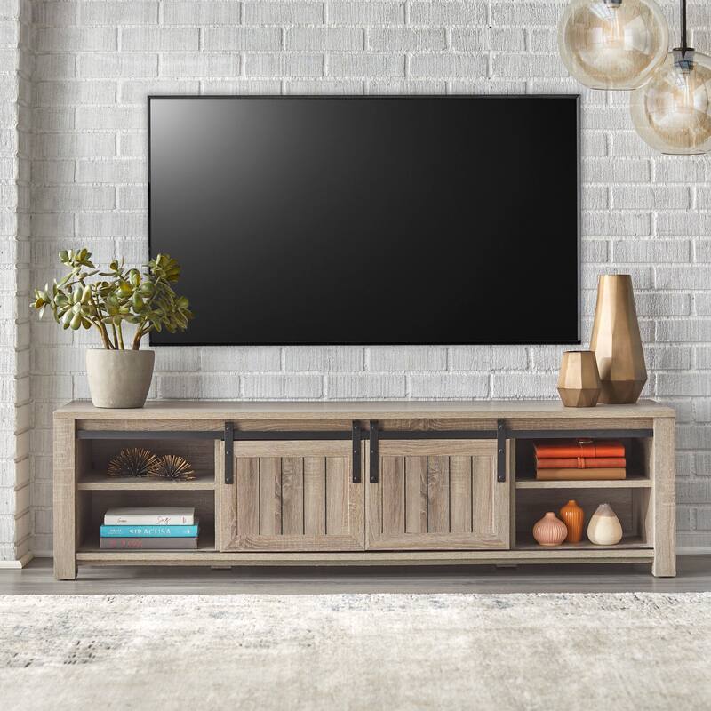 Simple Living Glasbern Barn Door TV Console - Weathered Grey