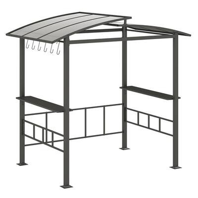 Black Polycarbonate Metal Grill Gazebo with Shelves and Hooks - 96 x 60 x 91.2 in.