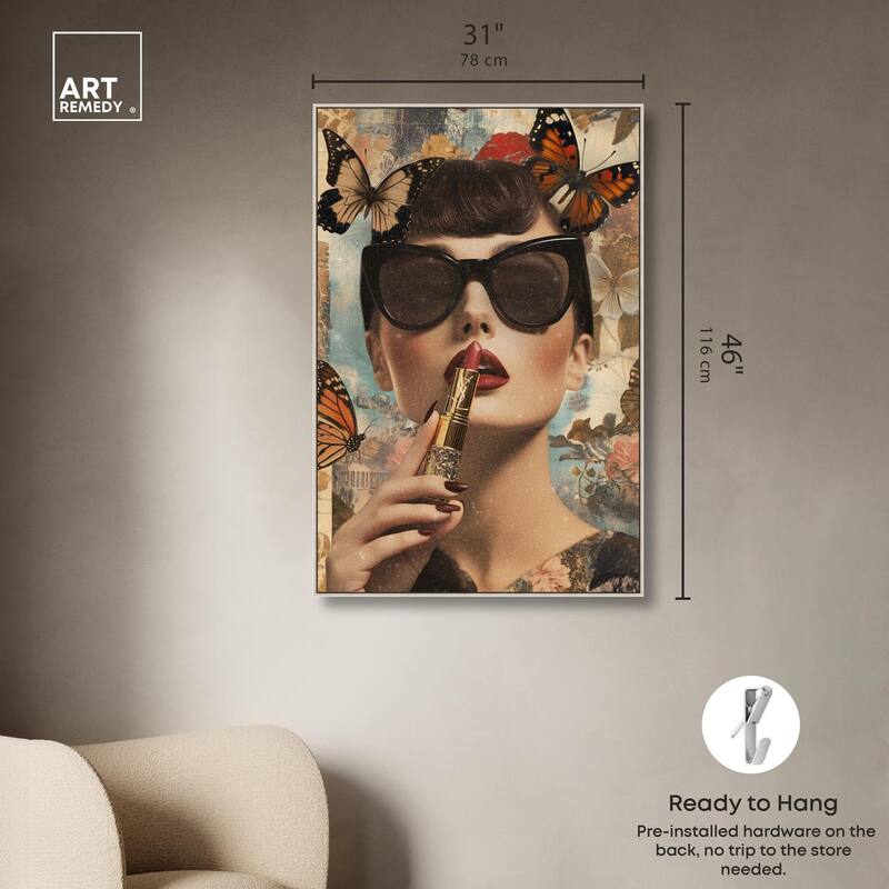 Iconic Lady Butterfly Collage II Canvas by Art Remedy